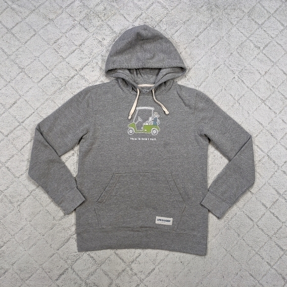 Life Is Good Tops - Life Is Good Hoodie Men's Small Gray Heather Golf Cart This Is How I Roll